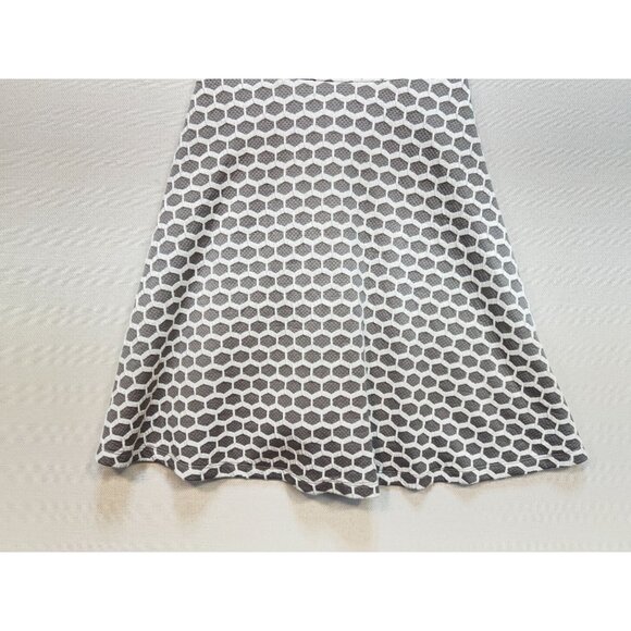 Pixley Women's Textured A-Line Midi Dress Size M Gray White Geometric Sleeveless - Picture 7 of 12